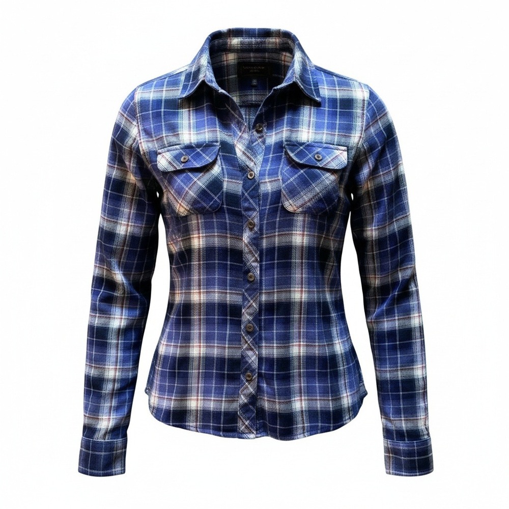 Marmot Evelyn Button Down Shirt Women XS Blue Plaid Flannel Hiking Camp Gorpcore